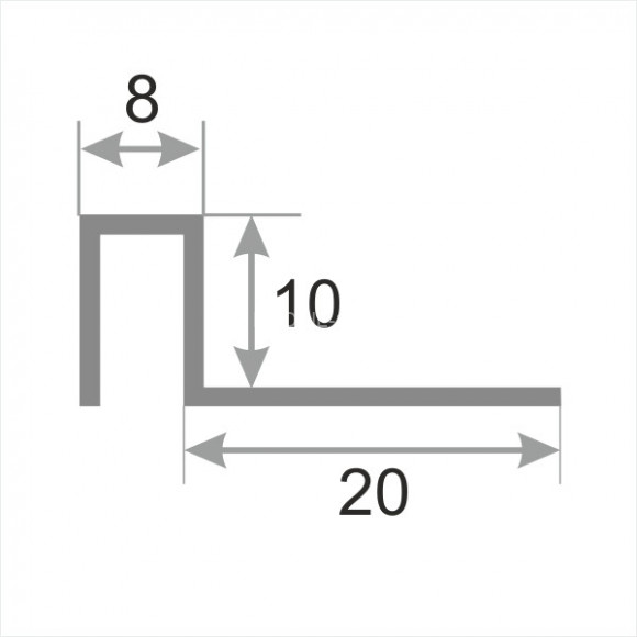 П-профиль из нержавеющей стали закладной 8х10 мм SBP017-10H серебро глянец браш 2,7 м