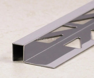 П-профиль из нержавеющей стали закладной 8х10 мм SBP017-10H серебро глянец браш 2,7 м