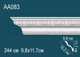 Потолочный плинтус с рисунком Перфект AA083 полиуретан 117х152х98 мм 244 см