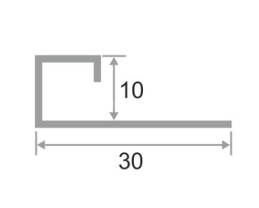 П-образный профиль окантовочный алюминиевый 10 мм ПО-98 серебро глянец 2,7 м