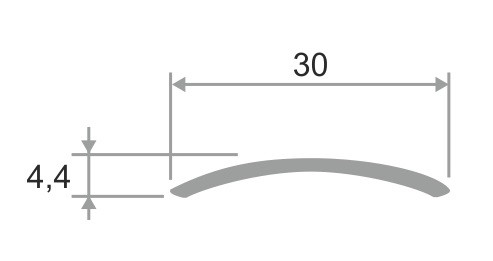Алюминиевый порог одноуровневый 30 мм ПО-30 серебро глянец 2,7 м