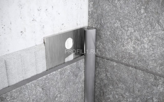 Профиль из нержавеющей стали внутренний угловой закладной со скосом 8 мм Fi 8 P полированная сталь 270 см