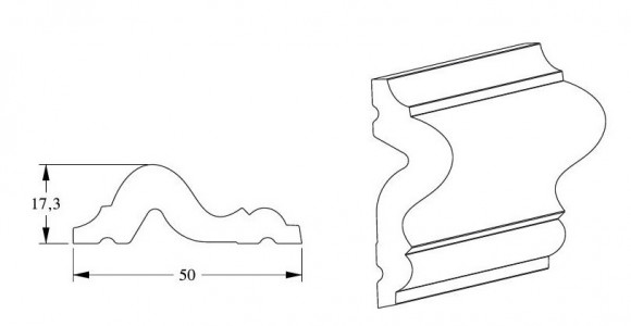 Молдинг Orac Decor Duropolymer PX175 белый полистирол 50х17 мм 2м Молдинг Orac Decor Duropolymer PX175 белый полистирол 50х17 мм 2м