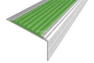 Угловой порог противоскользящий алюминий 26х50 мм АУ-50-Анод серебро-зеленый 1,5 м