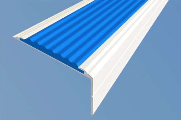 Алюминиевый угловой порог 26х50 мм с резиновой вставкой АУ-50-Анод белый-синий 2,0 м