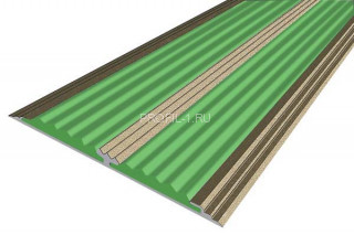 Противоскользящий порог 70 мм алюминий одноуровневый АП-70-Анод шампань-зеленый 2,0 м