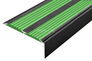 Алюминиевый угол-порог 70х22 с 2-мя противоскользящими вставками АУ-70-Антик серебро-зеленый 3,0 м