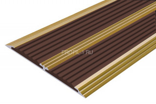 Алюминиевая полоса с 2-мя резиновыми вставками АП-70-Антик золото-темно-коричневый 2,0 м