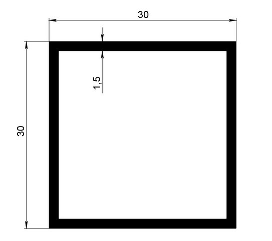 Алюминиевый бокс квадратный 30х30х1,5 мм 3 метра