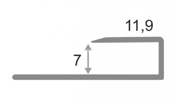 Алюминиевый П-образный профиль окантовочный 7 мм ПО-П7 серебро матовое  2,7 м