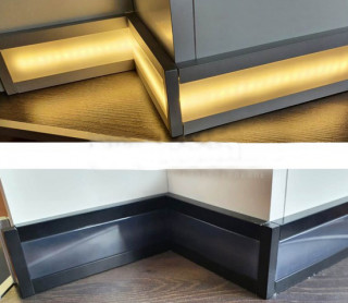 Алюминиевый плинтус с подсветкой 60 мм ПТ-61 черный (профиль+ экран молочный) 3 м