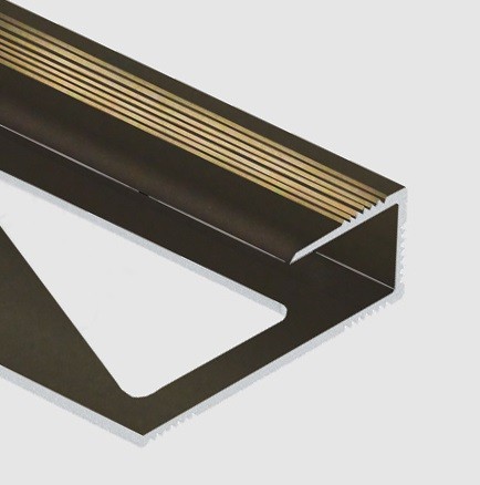 Профиль для ламината оконечный Panel L с рифлением алюминий 12 мм PV45-10 коричневый матовый 2,7 м