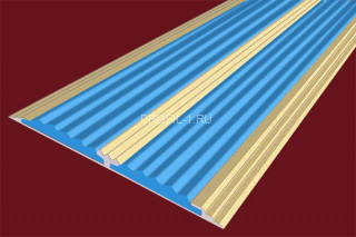 Алюминиевая полоса 70 мм с 2-мя противоскользящими вставками АП-70-Анод золото-голубой 2,0 м