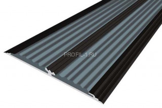 Порог 70 мм алюминиевый противоскользящий одноуровневый АП-70-Анод черный-серый 3,0 м