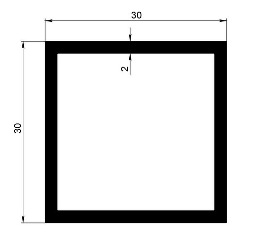 Алюминиевый бокс квадратный 30х30х2 мм 3 метра Алюминиевый бокс квадратный 30х30х2 мм 3 метра
