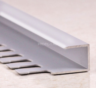 Алюминиевый П-образный профиль окантовочный 7 мм ПО-П7 серебро глянец  2,7 м