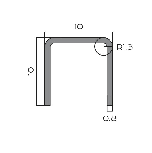 Нержавеющий стальной П-профиль 10х10х10 мм NEEXY PVS97-18 BBL черный браш блестящий 2.7 м