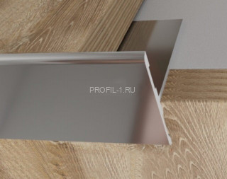 Алюминиевый торцевой Т-профиль закладной 23 мм ПО-158 серебро глянец 2.7 м