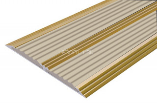 Алюминиевая полоса с 2-мя резиновыми вставками АП-70-Антик золото-бежевый 2,0 м