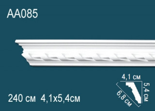 Потолочный плинтус с рисунком Перфект AA085 полиуретан 54х68х41 мм 240 см