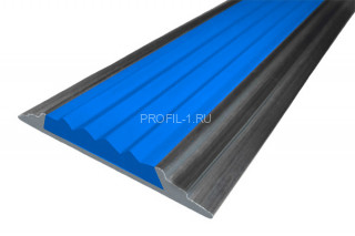 Алюминиевый порог одноуровневый противоскользящий 46 мм АП-46 без покрытия синий 1,35 м