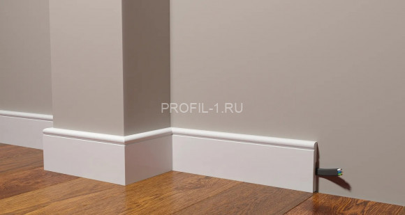 Напольный плинтус Decor-Dizayn DD49 полистирол белый, под покраску 82х13х2000 мм