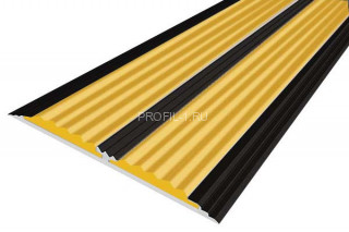 Порог 70 мм алюминиевый противоскользящий одноуровневый АП-70-Анод черный-желтый 3,0 м