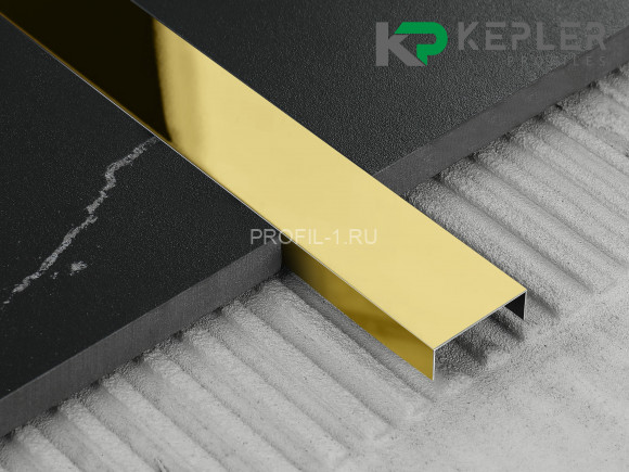 П-профиль бордюрный 10х30 мм из нержавеющей стали SS 304 FSUP30-GP S.S.304 золото полированное 2.7 м