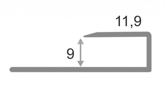 Алюминиевый П-образный профиль окантовочный 9 мм ПО-П9 серебро глянец  2,7 м