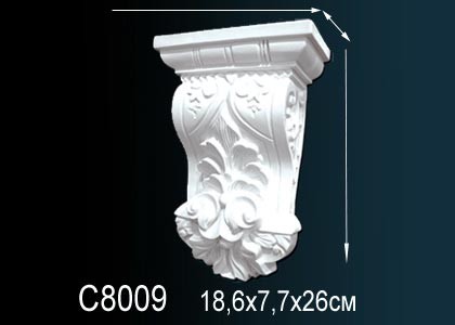 Декоративная консоль Perfect C8009 белый полиуретан 260х182х76 мм