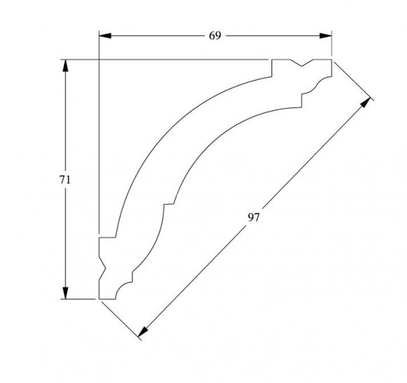Потолочный плинтус Orac Decor Duropolymer CX100 белый полистирол 69х71 мм 2м