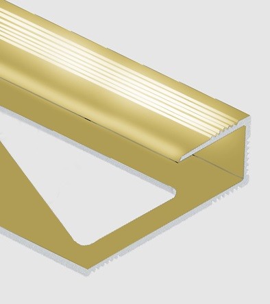Профиль для ламината оконечный Panel L с рифлением алюминий 12 мм PV45-05 золото блестящее 2,7 м