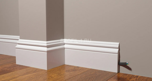 Напольный плинтус Decor-Dizayn DD50 полистирол белый, под покраску 126х16х2000 мм