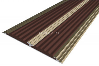 Противоскользящий порог 70 мм алюминий одноуровневый АП-70-Анод шампань-темно-коричневый 3,0 м