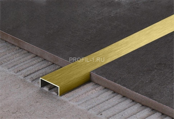 П-профиль бордюрный 10х30 мм из нержавеющей стали SS 304 FSUP30-GS S.S.304 золото сатинированное 2.7 м