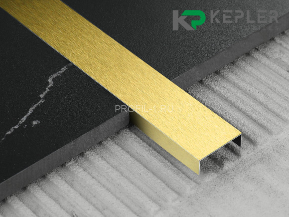 П-профиль бордюрный 10х30 мм из нержавеющей стали SS 304 FSUP30-GS S.S.304 золото сатинированное 2.7 м