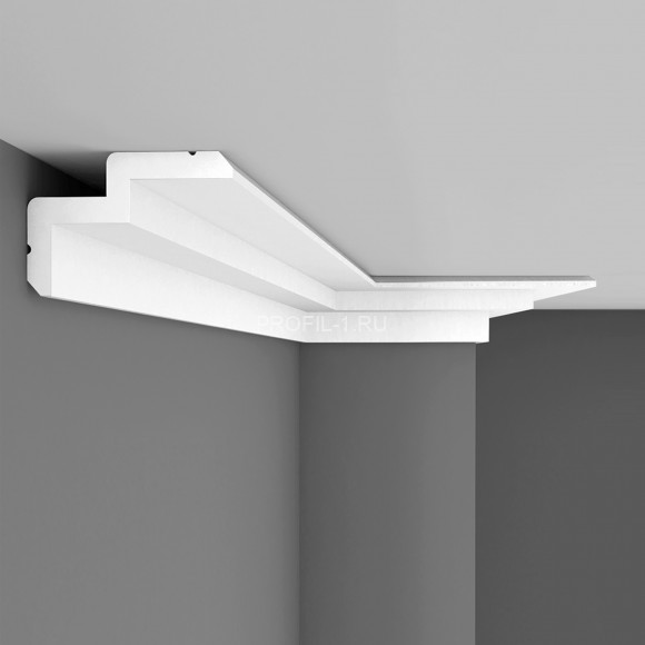 Плинтус потолочный гладкий Decomaster D390 Дюропрофиль 61х101х2000 мм белый