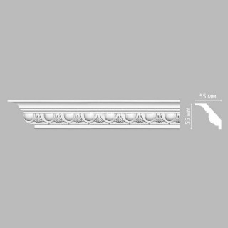 Плинтус DECOMASTER DT-13 (55x55x2400) потолочный с рисунком овальный пояс из полиуретана, белый под покраску