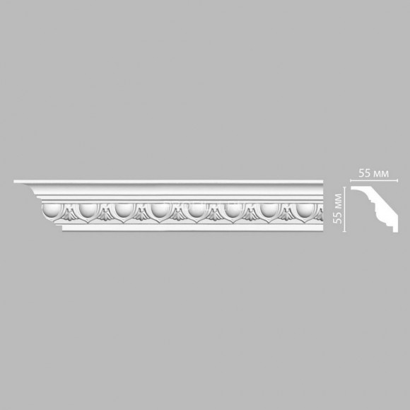 Плинтус DECOMASTER DT-13 (55x55x2400) потолочный с рисунком овальный пояс из полиуретана, белый под покраску