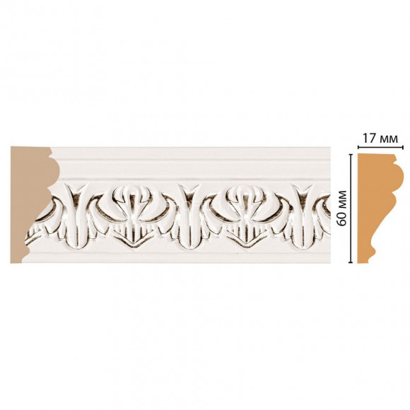Молдинг DECOMASTER 161B-60 ДМ (60x17x2400) цвет Белый с шампанью