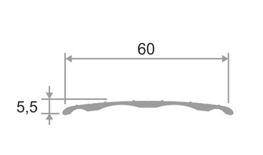 Алюминиевый порог одноуровневый 60 мм ПО-60 серебро глянец 2,7 м