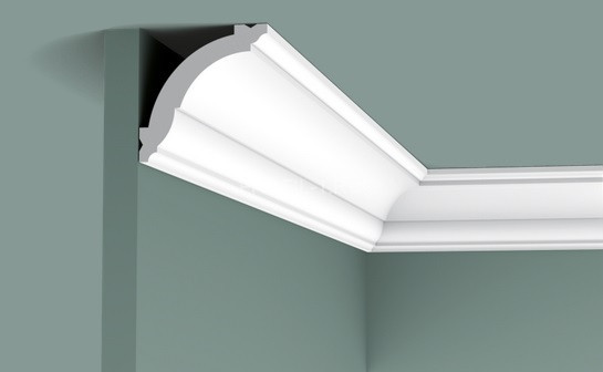 Гибкий потолочный плинтус Orac Decor Duropolymer CX100F белый полистирол 69х71 мм 2м