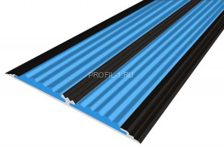 Порог 70 мм алюминиевый противоскользящий одноуровневый АП-70-Анод черный-голубой 3,0 м