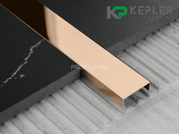 П-профиль бордюрный 10х30 мм из нержавеющей стали SS 304 FSUP30-RP S.S.304 розовое золото полированное 2.7 м