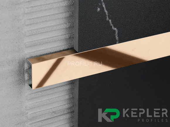 П-профиль бордюрный 10х30 мм из нержавеющей стали SS 304 FSUP30-RP S.S.304 розовое золото полированное 2.7 м