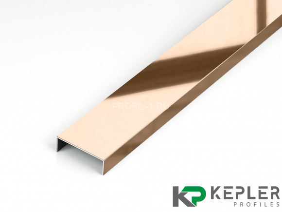 П-профиль бордюрный 10х30 мм из нержавеющей стали SS 304 FSUP30-RP S.S.304 розовое золото полированное 2.7 м