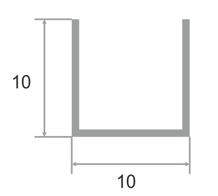 Алюминиевый П-образный профиль 10х10 мм П-10х10 бронза матовая 2,7 м