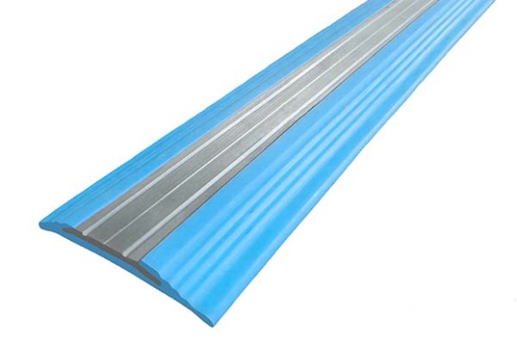 Противоскользящий профиль полоса с алюминиевой вставкой 45 мм NoSlipper-Полоса голубой 2,7 м