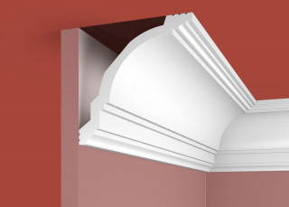 Потолочный плинтус Cosca KX-004 белый полистирол 118х117 мм 2м