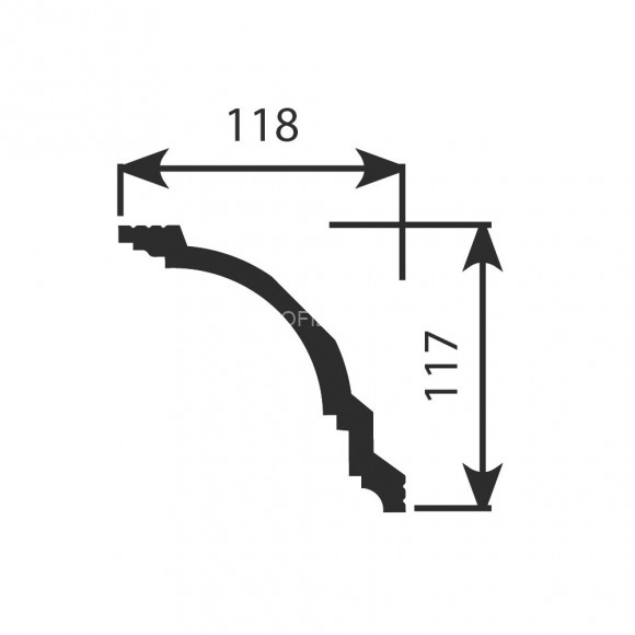 Потолочный плинтус Cosca KX-004 белый полистирол 118х117 мм 2м